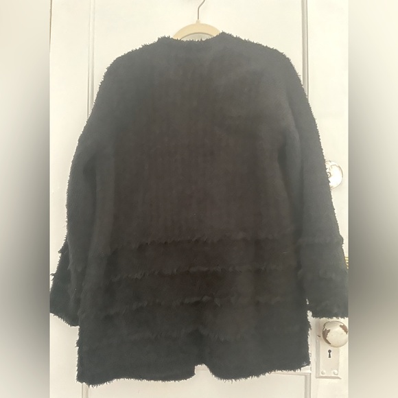 Barefoot Dreams cozy chic cardigan. Size small. Black with fringe detail. - Picture 2 of 3